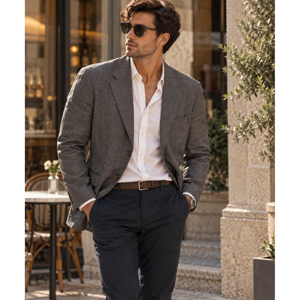 Ralph Lauren Blazer Mens 44L Gray Wool Cashmere Professional Classic Preppy